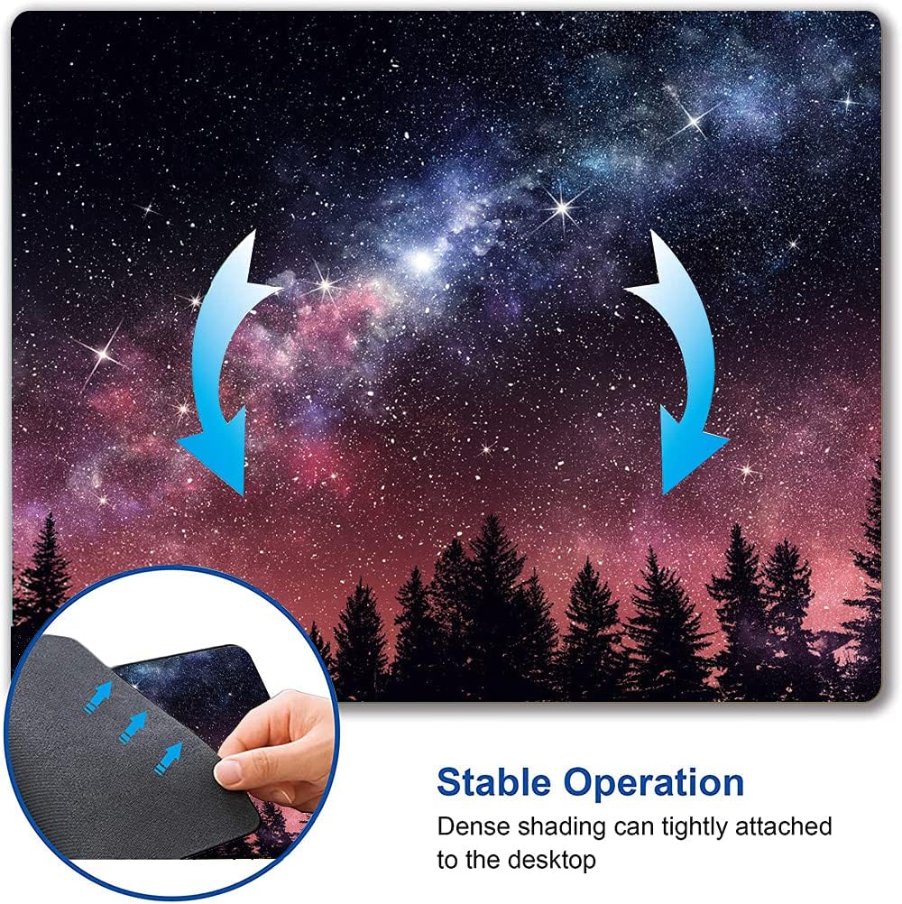 Hokafenle Square Mouse Pad, Galaxy Mouse Pad, Mouse Mat Square Waterproof Mouse Pad Non-Slip Rubber Base MousePads for Office Laptop, Pines Trees
