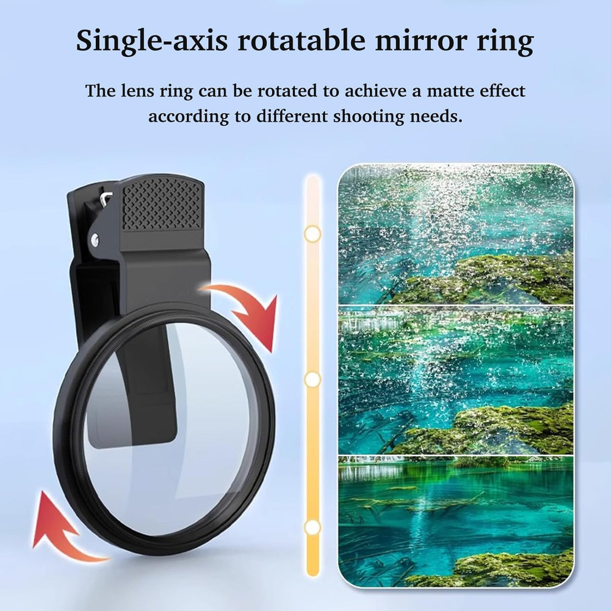 52mm Clip-On CPL Phone Camera Lens Filter, Polarizer Circular Filter, Ultra Slim Multi- Coated CPL Filter Compatible with iPhone 15/14/13 Samsung