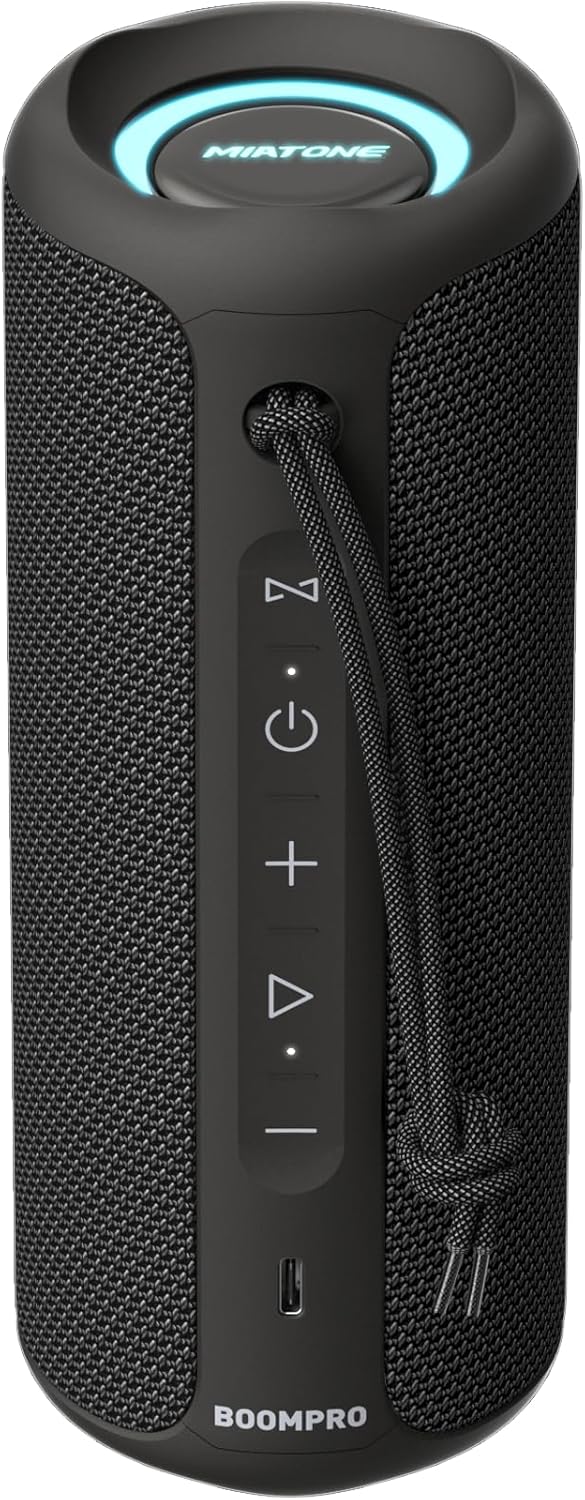 MIATONE Bluetooth Speakers 36W Portable Speaker with Stereo Sound Bass, Bluetooth 5.3 Wireless USB Type C Outdoor, 5000mAh 24H Playtime IPX7 Waterproof, Boy Friend Gifts for him (Black)