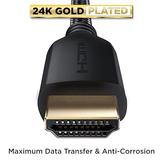 PowerBear 4K HDMI Cable 75 ft | High Speed Hdmi Cables, Braided Nylon & Gold Connectors, 4K @ 60Hz, Ultra HD, 2K, 1080P, ARC & CL3 Rated | for Laptop, Monitor, PS5, PS4, Xbox One, Fire TV