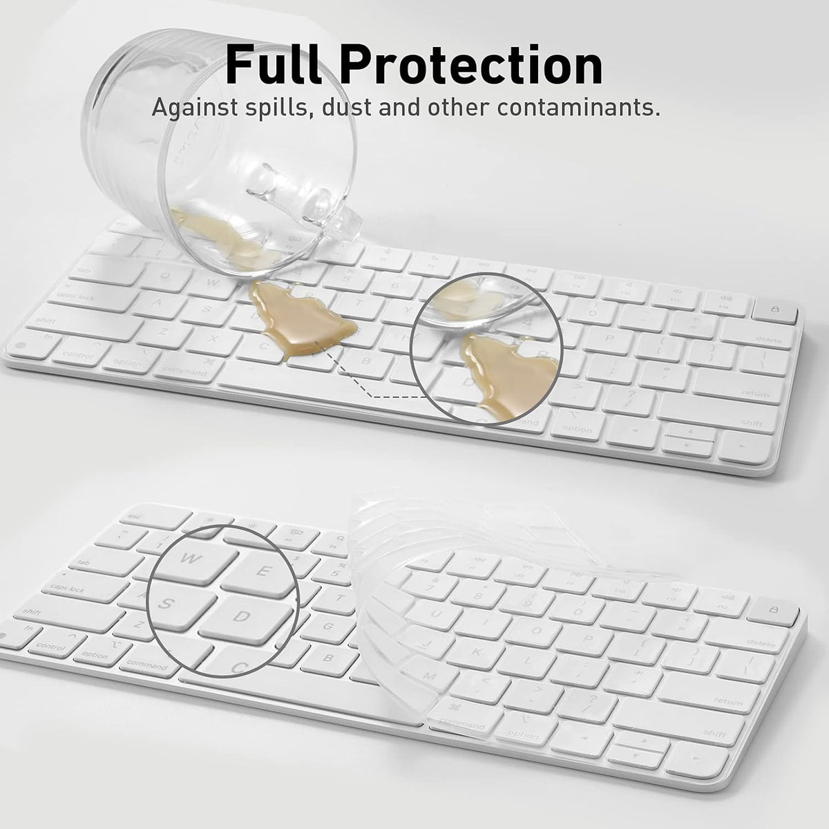Allinside Silicone Keyboard Cover for iMac Magic Keyboard A2449/A2450, Protective Skin for iMac 24" Wireless Keyboard Released in 2021, US Layout, Transparent