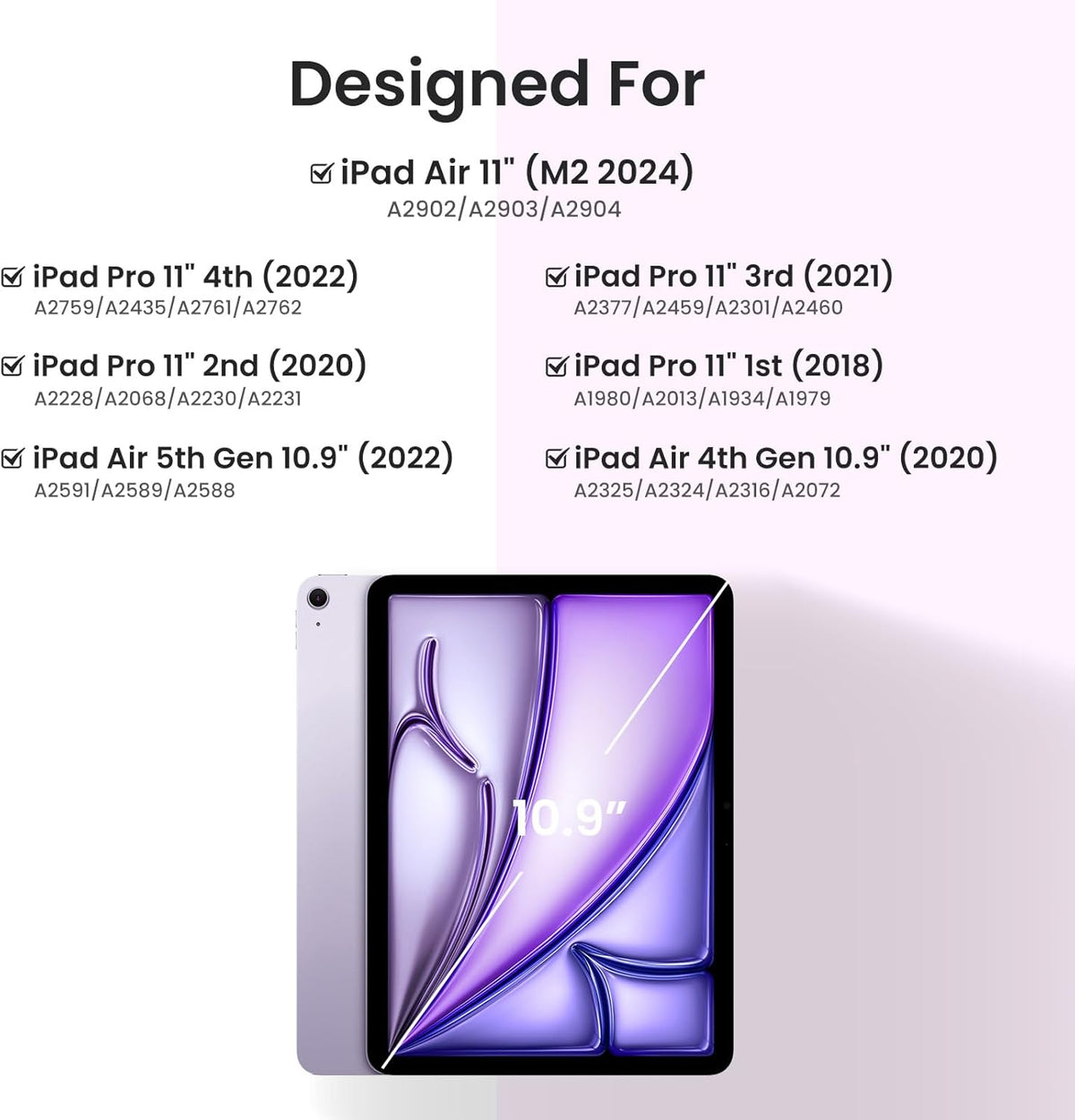 Keyboard Case for iPad Air 5th/4th Pro 11 inch, 7-Color Backlit Detachable Wireless Keyboard Case with Pencil Holder, Stand Folio Cover for Gen 2020/2022, Pro 4th/3rd/2nd/1st Gen, Purple…