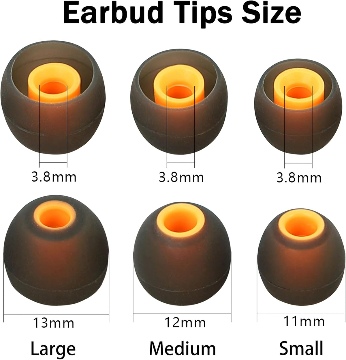 Silicone Replacement Earbud Tips Ear Tips Fit Most in-Ear Earbuds(Inner Hole 3.8mm -5.1mm) Headphone Rubber Tips Earbud Covers 9 Pairs S M L