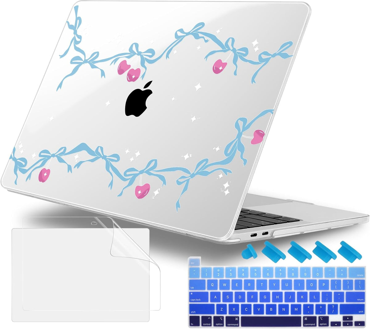 for MacBook Pro 16 inch Case 2019 2020 Release Model A2141, Plastic Hard Shell Cover with Keyboard Cover & Screen Protector for MacBook Pro 16 inch with Touch Bar & Touch ID, Cherry Bow