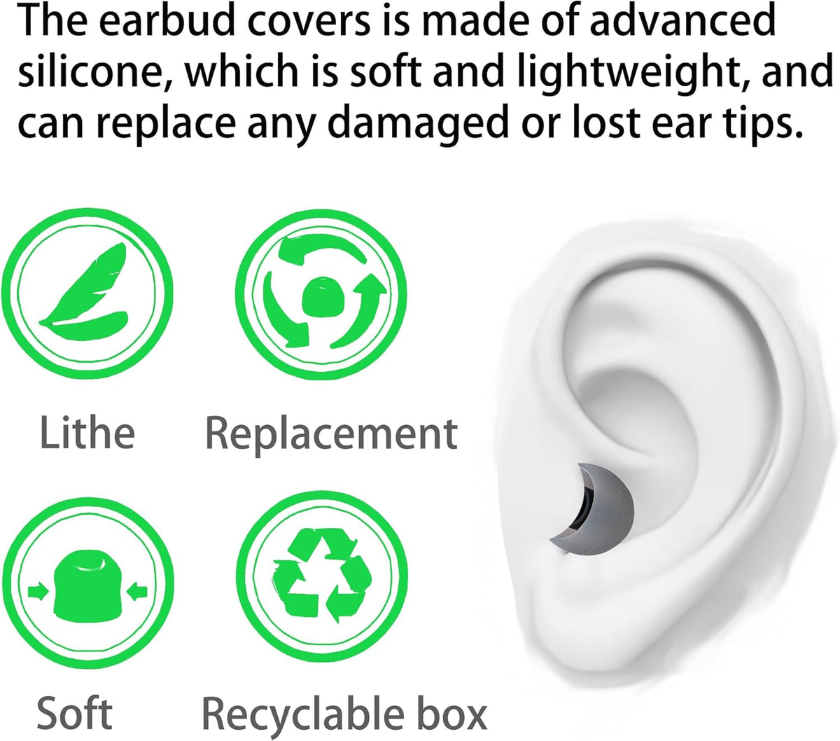 Silicone Earbud Tips Replacement Ear Tips Earbud Covers Fit Most in-Ear Earbuds(Inner Hole 3.8mm -5.1mm) Headphone Earbud Rubber Tips9 Pairs S M L