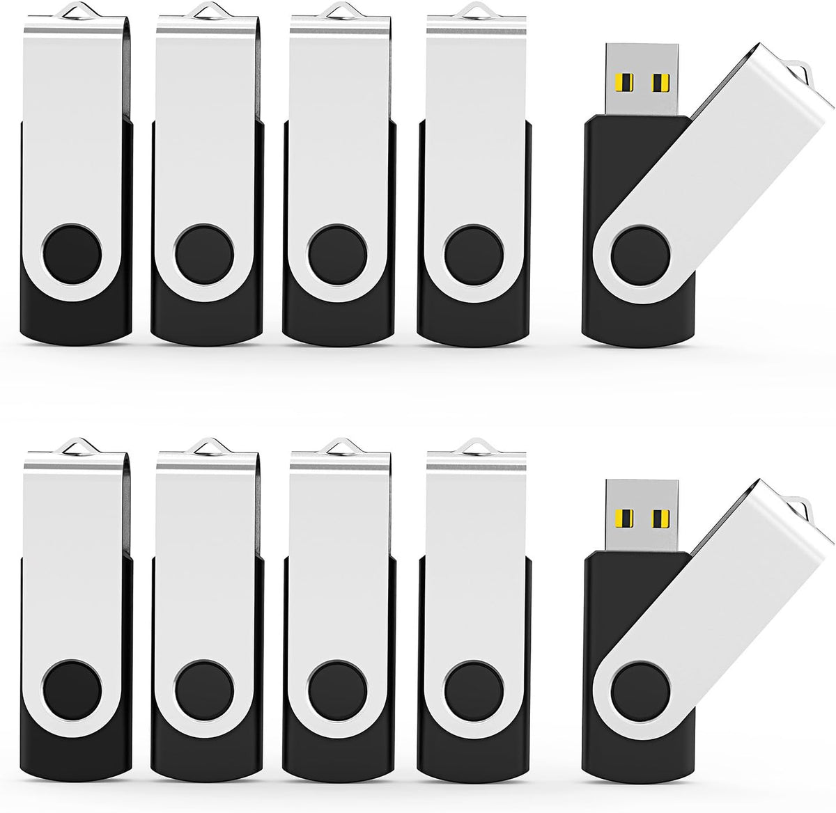 Aiibe 32GB USB Flash Drives Thumb Drive 10 Pack Bulk 32 GB Flash Drive USB 2.0 Memory Sticks Swivel Jump Zip Drives (32GB, 10 Pack, Black)