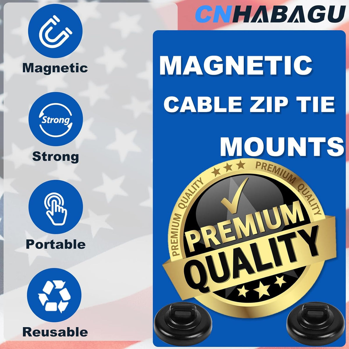 6 Magnetic Zip Tie Mounts Wire Magnet Cable Tie Mount Clips Base Holder Multipurpose Wire Cable Holder Mount Wire Clips