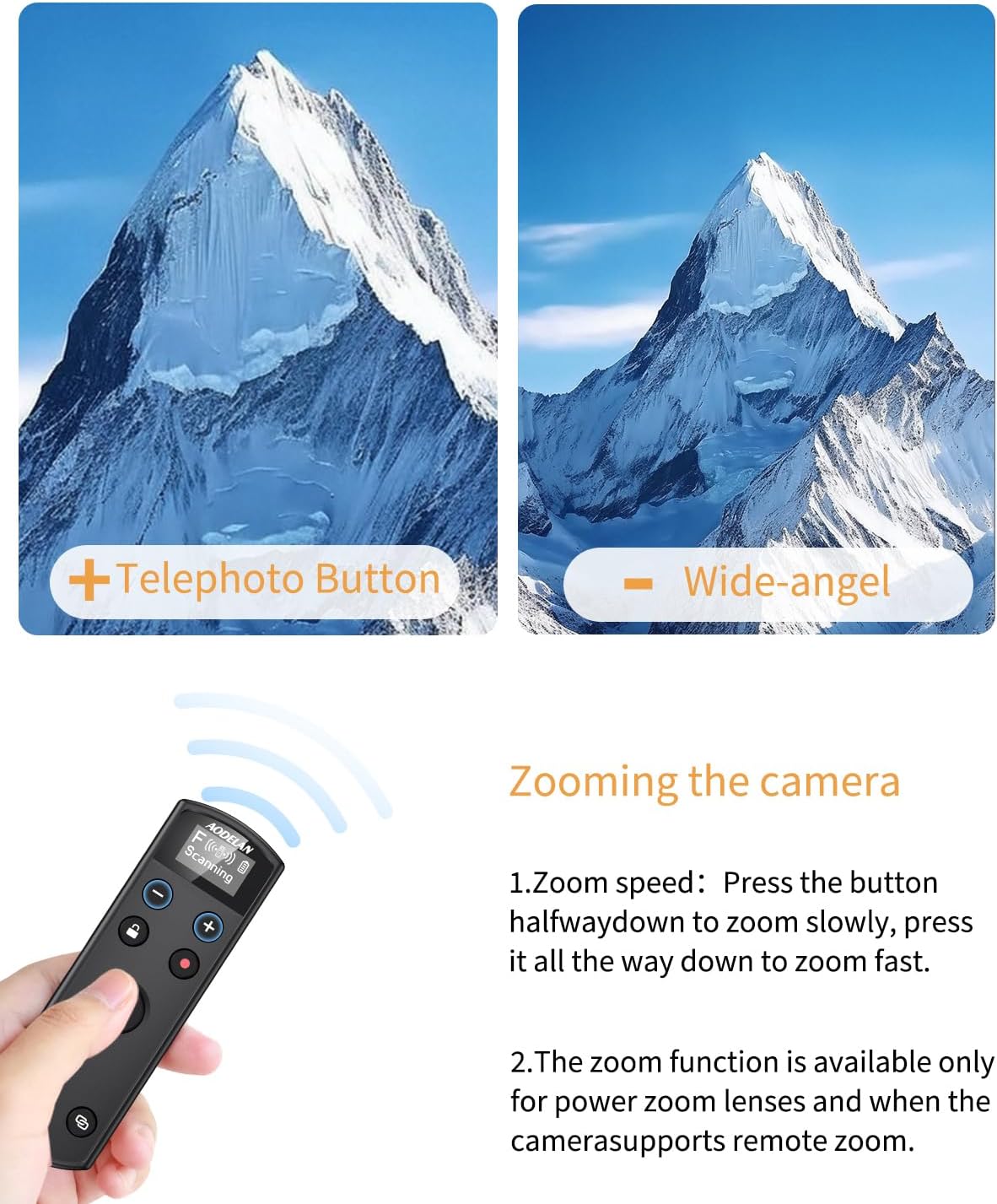 Compatible with Fujifilm Camera Wireless Remote Control - Aodelan Rechargeable Shutter Release with OLED Screen for X-H2,X-H2S,X-T4,X-T5,X-T3,X-S20,X-S10,X-T50,X-T30 II,X-T30,X-M5,X100VI,X-E5,X Half