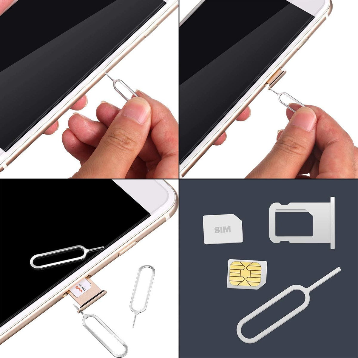 Tatuo 200 Pack Sim Card Tray Removal Tool Sim Card Eject Pin Opening Removal Tool Needle Compatible with Most Phone Models Pads Smartphone Devices Brands