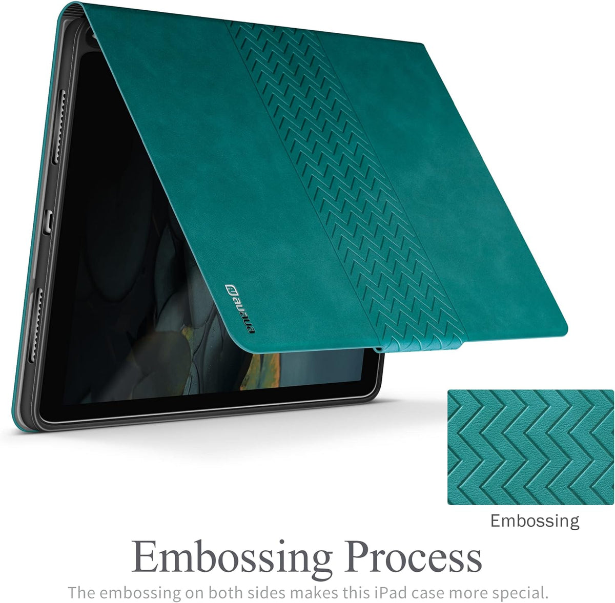auaua Case for iPad (A16) 11th Generation 11 Inch 2025, iPad 10th Generation 10.9 Inch 2022, with Pencil Holder, Auto Sleep/Wake, Adjustable Stand, PU Leather (Green)