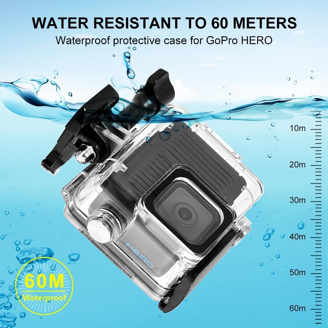 Waterproof Case for Go Pro Hero 4K, FotStdio 196ft/60m Underwater Diving Protective Housing Shell for Go Pro Hero 4K 2024 Compact Action Camera with Mount Accessories Kit