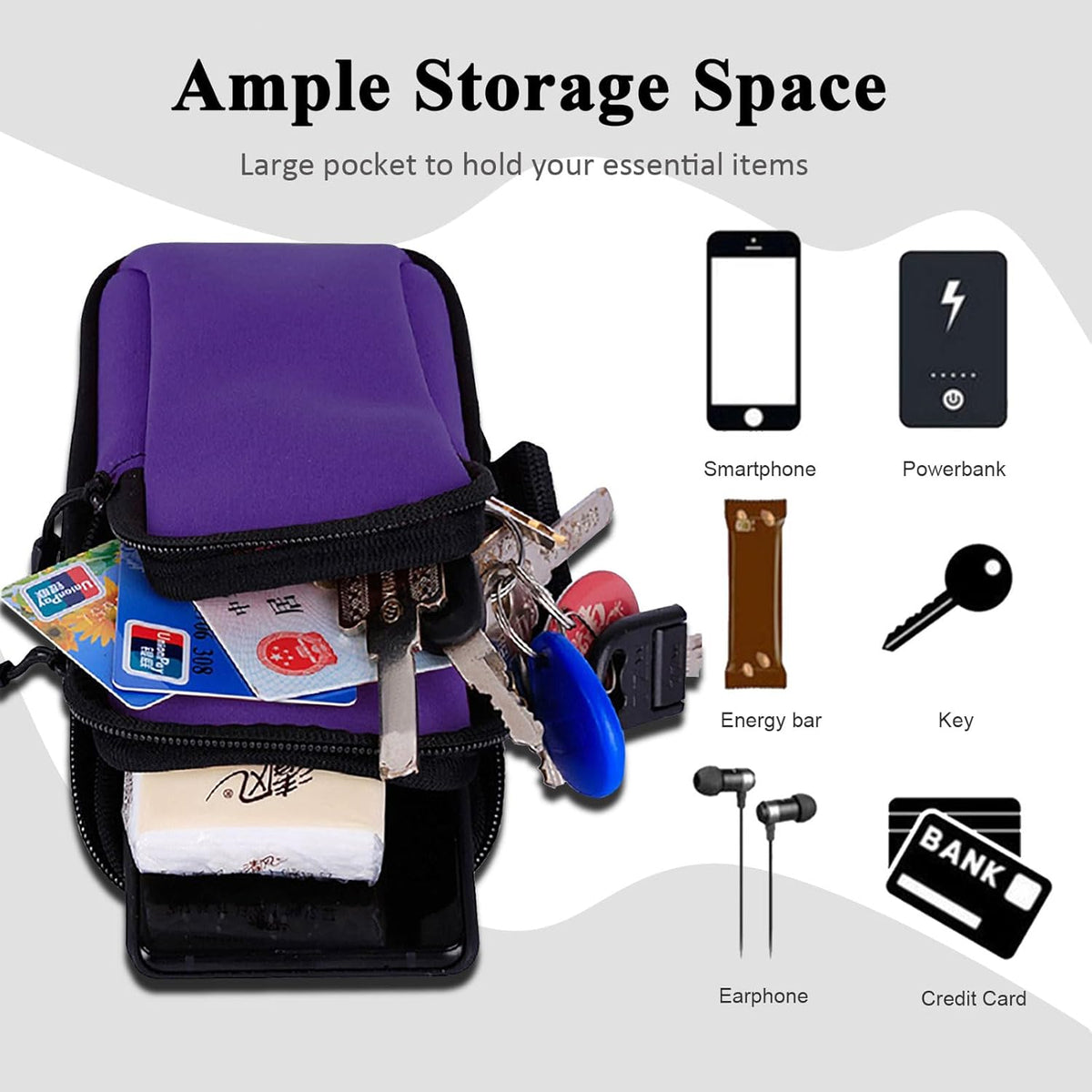 Phone Holder for Running Armband,Cell Phone Crossbody Bags for Women Kids,iPhone 11 12 13 14 15 16e 16 Pro Max Xs Xr X Plus Mini Galaxy Ultra S24 S25 Note 20 Key Pouch Workout Sports Arm Band
