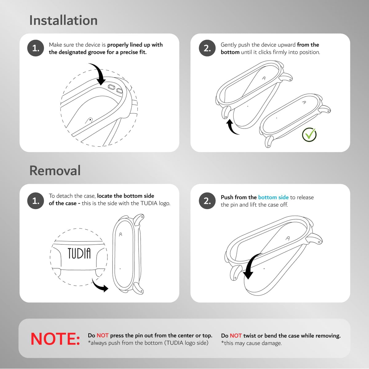 5.5"8.7" TUDIA Snap On PC Case with Adjustable Nylon Hook & Loop Wristband Compatible with PLAUD NotePin AI Voice