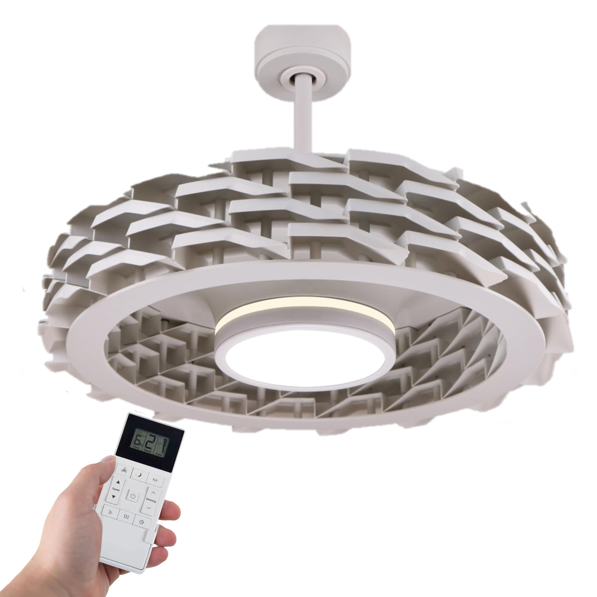 Todays Fans Bladeless Ceiling Fan with Lights & Remote - LUMIO 28 Low-Profile Downrod or Flush Mount Ceiling Fan with Lights for