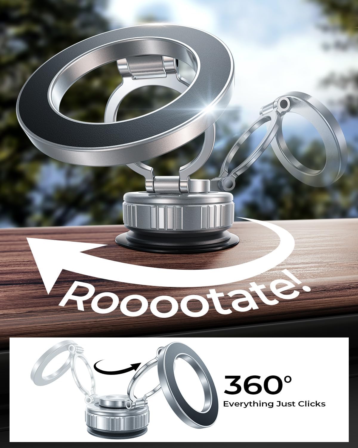 DIMONCOAT 2025 Upgraded 360° Rotation Vacuum Magnetic Phone Holder for Car,for Suction Cup Phone Mount Stand [109+LBS Strongest Suction & Magnetic] Adjustable Swivel Lock, for Your Car/Mirror