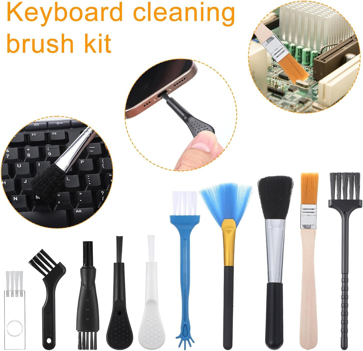 Bewudy 10 PCS Mini Keyboard Cleaning Brushes Kit, Anti-Static Electronic Dust Cleaning Brushes with PP Bristles