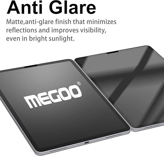 Megoo Paper Glass Screen Protector for iPad Pro 11 inch M4(2024), Matte for Drawing/Anti-Glare/Easy Installation/Protective Case Compatible, 2-Pack