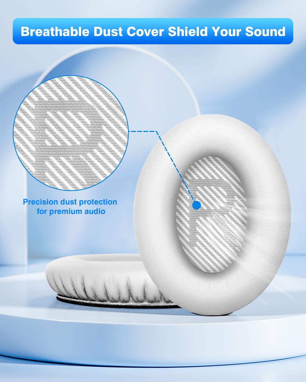 Link Dream Ear Pads for Bose Quiet Comfort 35 Soft Protein Leather Replacement Earpads Ear Cushions Ear Pad for Bose QC 35/25 / 15 QC2 / Ae2 / Ae2i / Ae2W / Sound Link/Sound True (White)