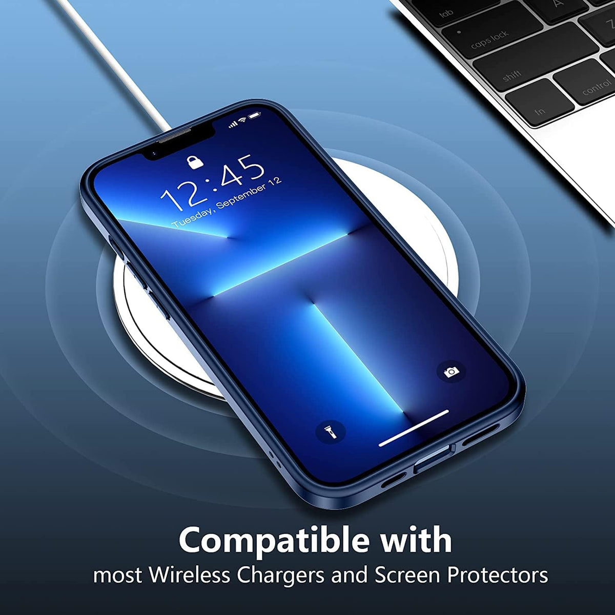 SPIDERCASE for iPhone 13 Pro Max Case, [Crystal Clear Not Yellowing], Slim Thin Phone Case Cell Phone Case & Cover Bundles, Blue/Clear