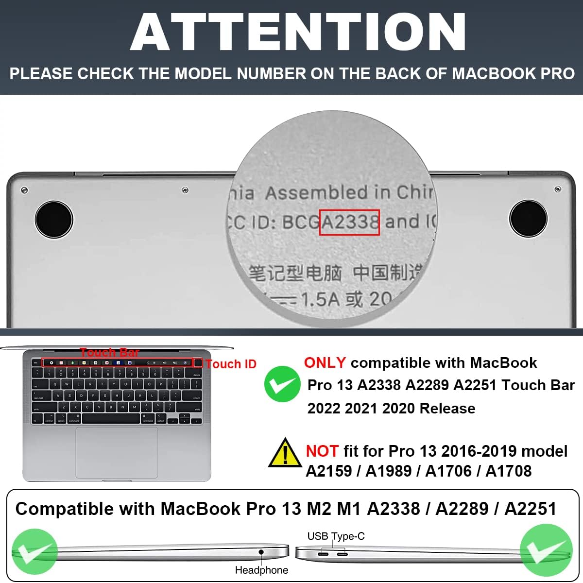 for MacBook Pro 13 Inch Case 2022 M2 2020 2021 A2338 M1 A2251 A2289 with Touch Bar & Touch ID, Pattern Plastic Hard Case Keyboard Cover Screen Protector Webcam Cover Brush, Pink Bowknot