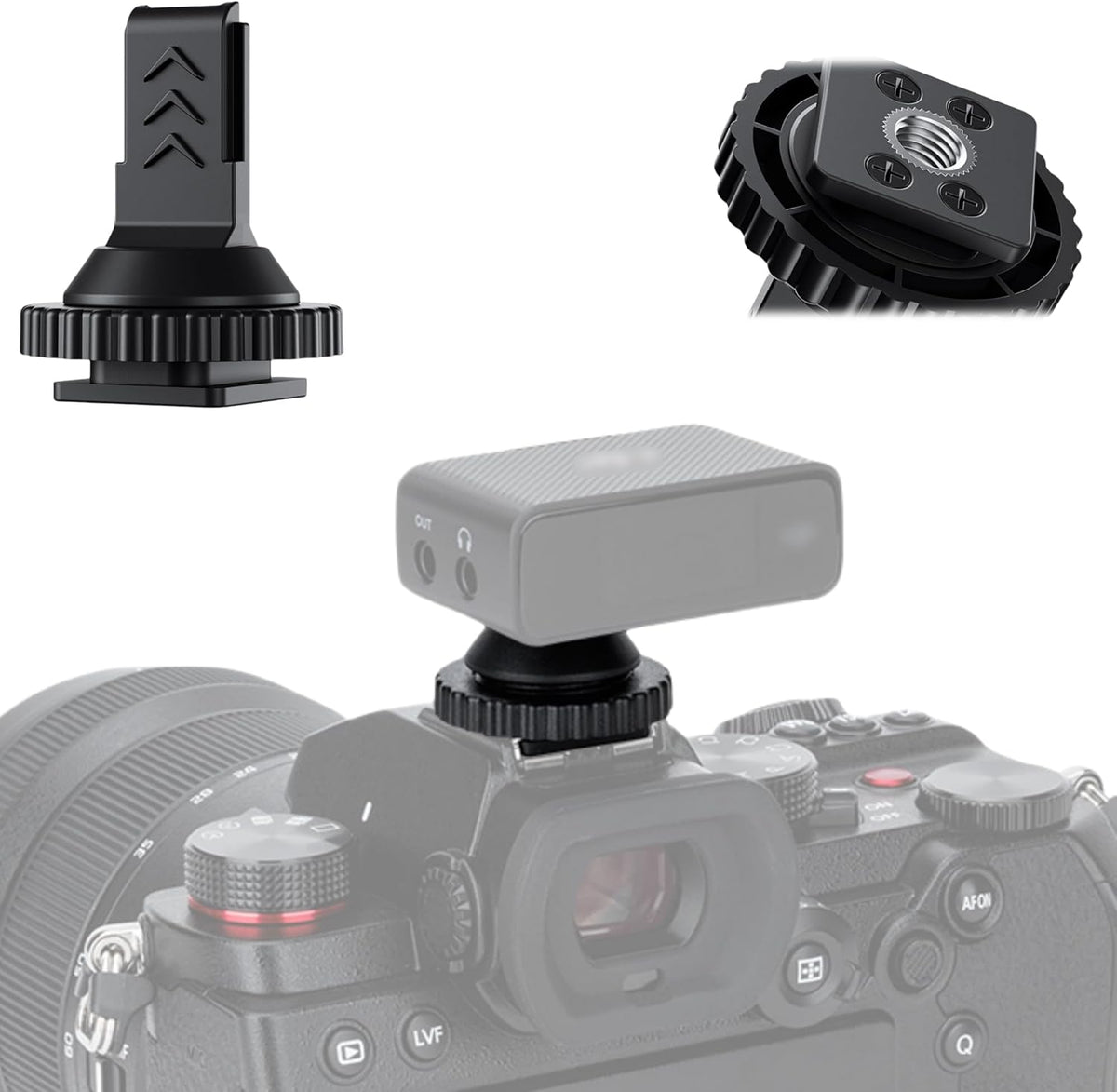 1 1/4"-20, Mic1 JJC Cold Shoe Mount Adapter for DJI Mic with Durable ABS Cold Shoe Adapter for DJI Only, Hot Shoe