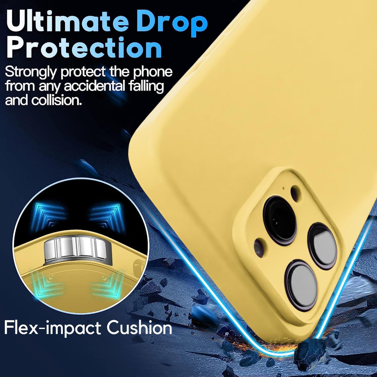 Blaspins Crossbody Lanyard Strap Case for iPhone 13 Mini, Neck Cross Body, Adjustable Holder Removable, Drop Protection Shockproof, Hands-Free Silicone Case 5.4 inch, 150 cm Strap, iP13mini - Yellow