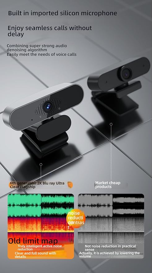 HD Webcam 4K/2K USB Camera for Desktop &amp Laptop - Plug and Play Facial Recognition Multiple Mounting Options