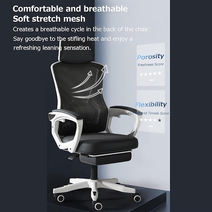 Ergonomic Gaming Chair Comfortable and Breathable Office Chair Height Adjustable Computer Chair with Footstool Xiaoyao Function(BlackBlue_with)