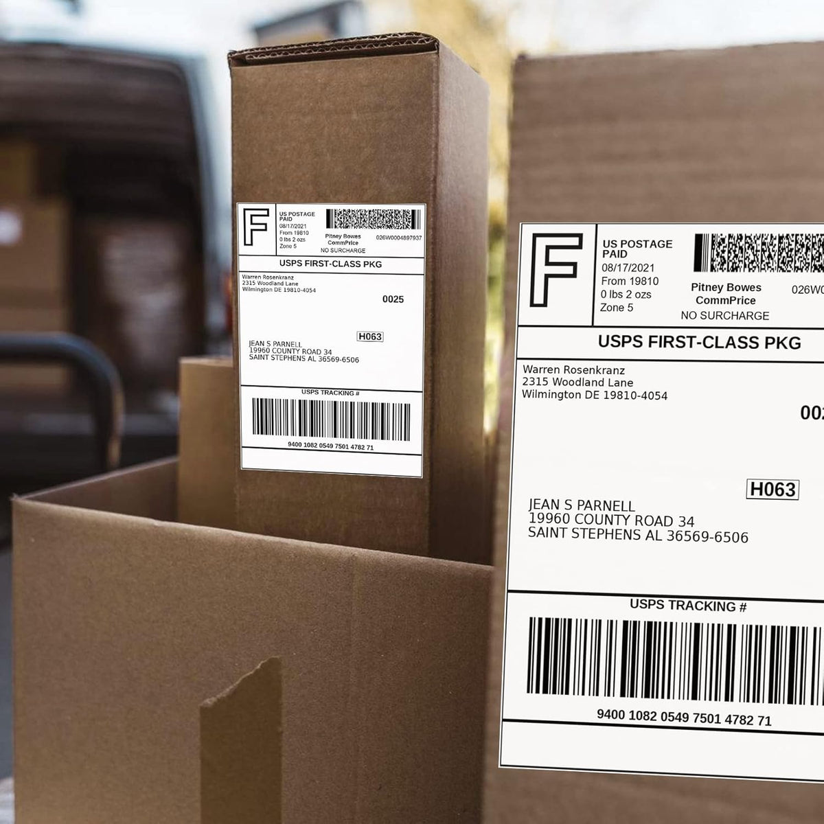 FungLam 100 Rolls 4x6 Direct Thermal Shipping Labels, 250 Labels Per Roll, 1" Core, Perforated, White Mailing Postage Shipping Label Compatible with Zebra 2844 ZP-450 ZP-500 ZP-505
