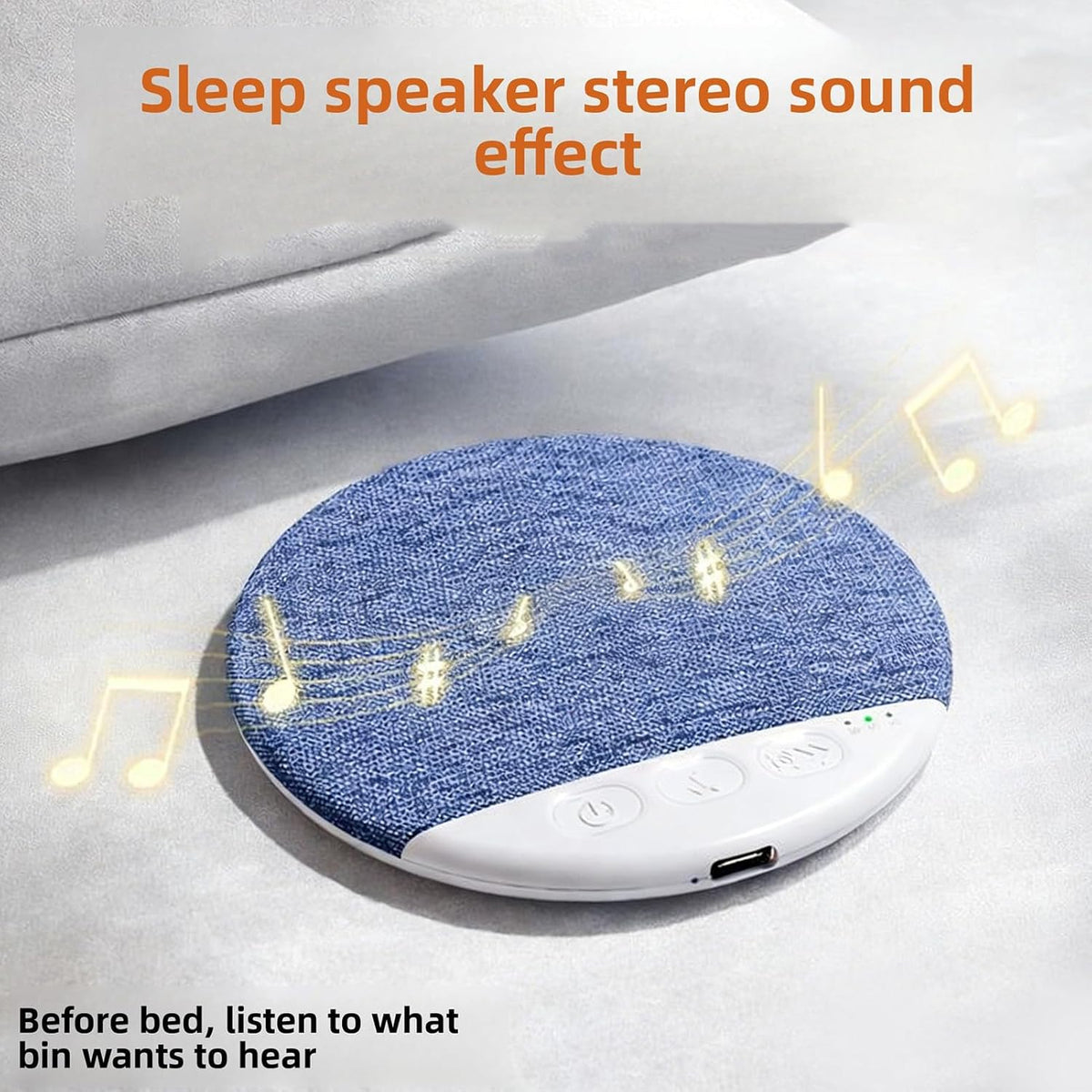 30 60 90 Jiawu Bluetooth Sleep Pillow Speaker, Wireless Under Pillow Speaker with White Noise Timer and Stereo Bass