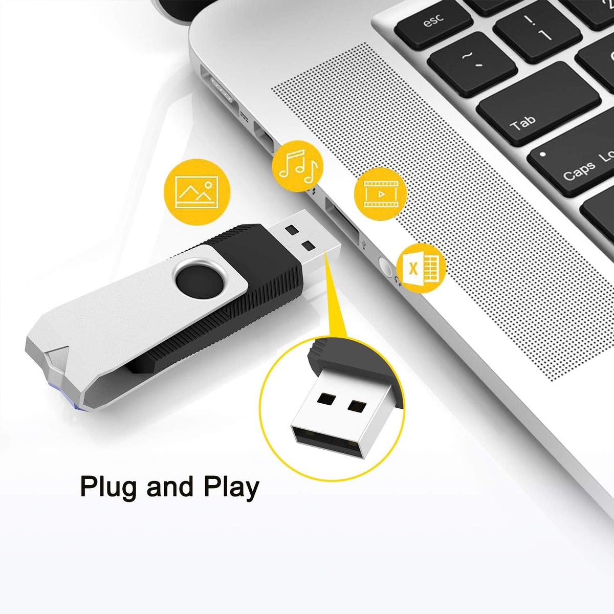 20Pack 1GB USB Flash Drive 2.0 Stick, TOPESEL Bulk Thumb Drive Swivel 1GB Pen Drive Jump Drive for Data Storage (20Pack Black)