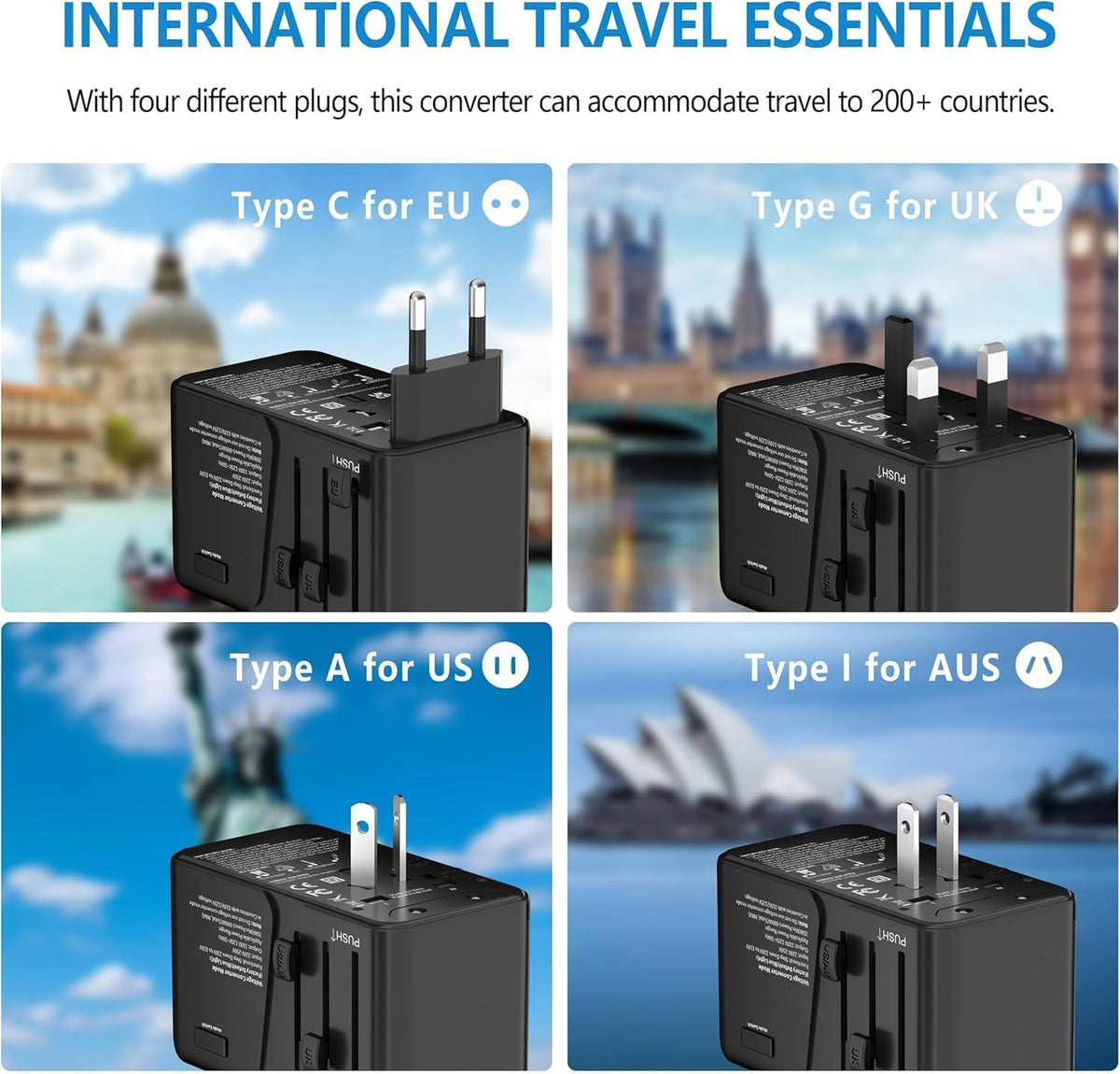 Travelconverter Adapter Voltage Converter That Steps Down 230 Volts to 120 Volts for use in Over 200 Countries,Including The U.S., U.K., Europe, and Australia(Black)