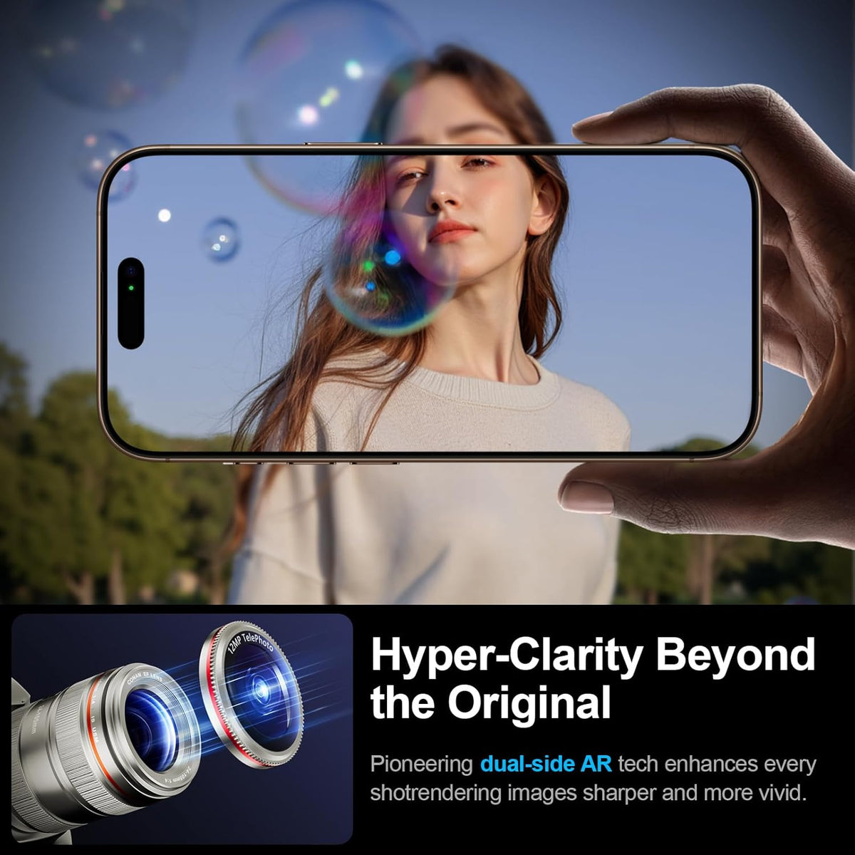 X-it 1 Pack Camera Lens Protector, Shatterproof Protection Anti-Scratch Ultra HD Camera Protector, Anti-Glare 9H Tempered Glass Lens Protector for iPhone 16 Pro Max/16 Pro, Case Friendly, Silver Red