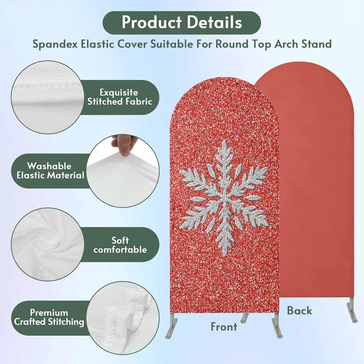 Duskova Living 6.6 Modern Themed Arch Backdrop Cover FT, Winter Watercolor Sparkling Snowflake Pattern Wedding Arch