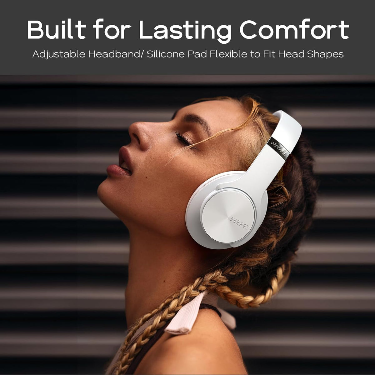90H 3 DOQAUS Bluetooth Headphones Over Ear, Playtime, EQ Modes, HiFi Audio, ENC Mic, Reinforced Durable Frame & Soft