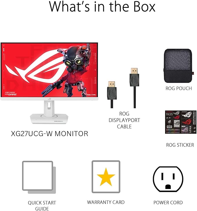 ASUS ROG Strix 27” 4K HDR USB-C Gaming Monitor (XG27UCG-W) – White UHD (3840x2160) Dual Mode (4K 160Hz or FHD 320Hz) 1ms Fast IPS ELMB Sync G-SYNC Compatible AI Gaming 3yr Warranty