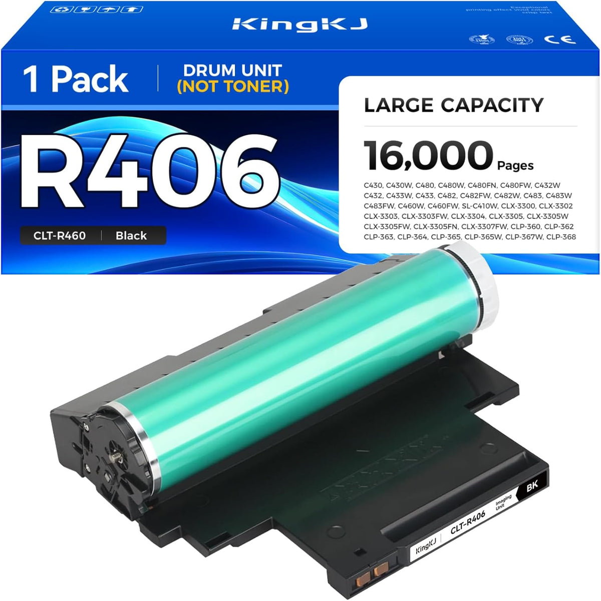 CLT-R406 R406 Imaging Drum Unit (Not Toner) 1-Pack Replacement for Samsung CLT-R406 R406 Compatible with Samsung SL-C430 C430W C480 C482W Xpress C460FW SL-C410W CLX-3300 CLX-3305W CLP-360 365W Printer
