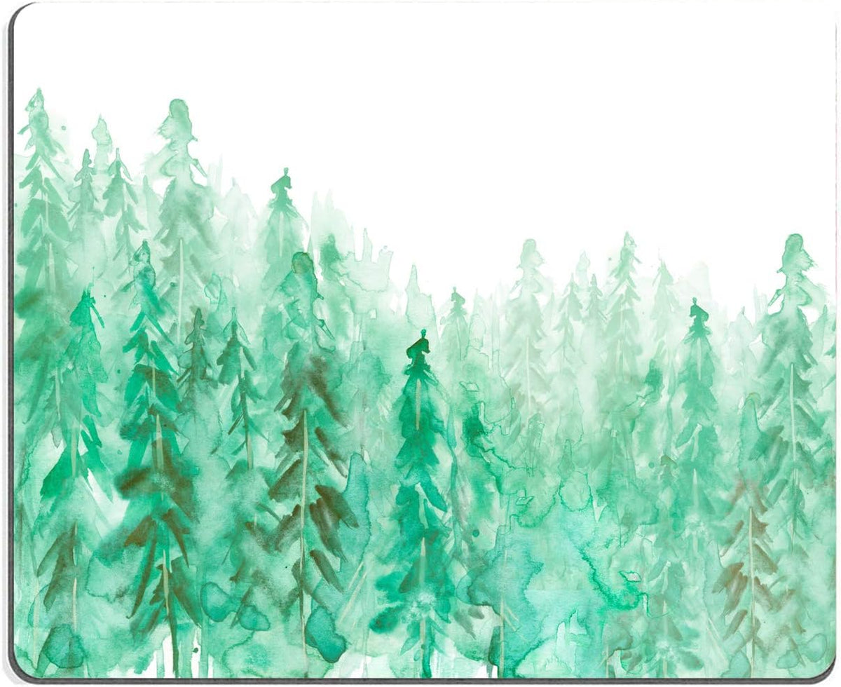 Green Forest Mouse Pad, Watercolor Trees Mouse Pad, Gaming Mouse Mat Square Waterproof Mouse Pad Non-Slip Rubber Base MousePads for Office Home Laptop Travel, Abstract Fog Forest