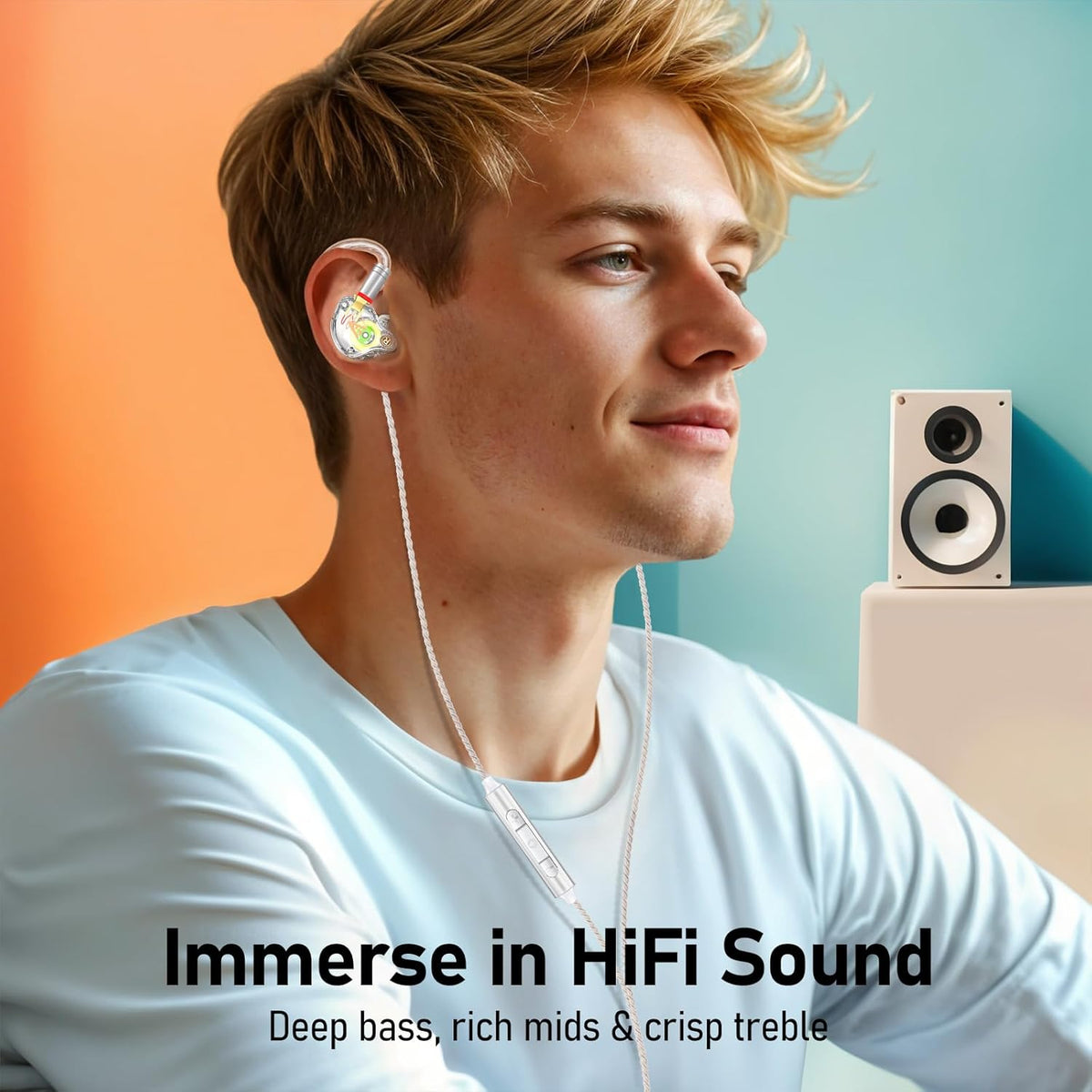 Vibes 202 Wired Earbuds - HiFi in Ear Monitor Headphones – Professional Noise-Isolating Ear Buds - Clear Sound, Deep Bass & Comfort-Fit IEM Earphones - MMCX to 3.5mm, Silver Plated Cord, Carrying Case