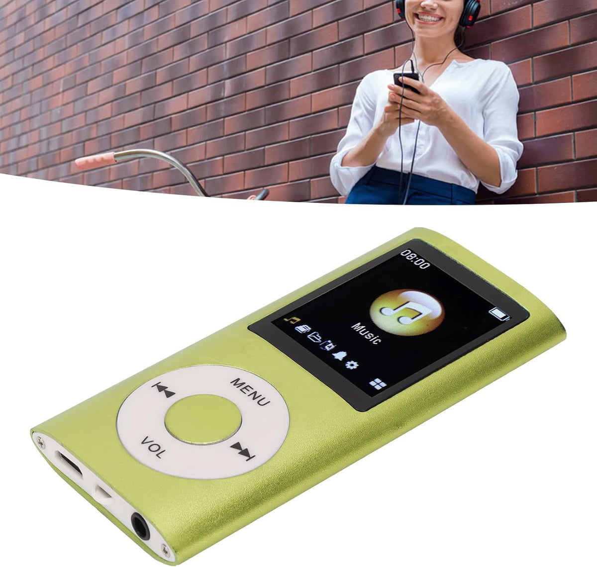Dan&Dre MP3 1.8 Inch 64G Player, LCD Slim Portable Music Player with Lossless Sound, Aluminum Alloy, Expandable (Green)