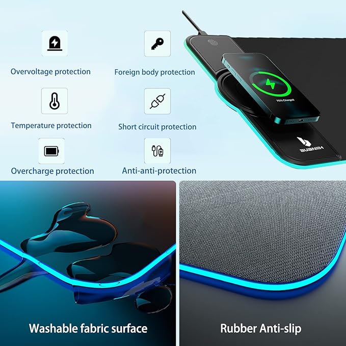 Gaming Mouse Pad Wireless Charging 15W Fast Extended Large Size 10 Lighting Modes Office &amp Gaming 31.5X11.8 (Galaxy)