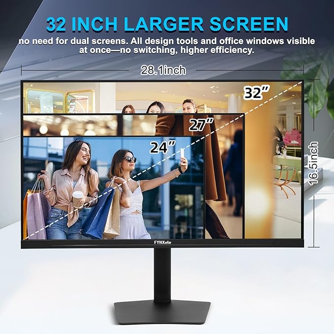 32 Inch Large Touchscreen Monitor QHD 1440P 100HzUSB-C HDMI DisplayportHeight/Swivel/Tilt/Rotating Adjustable Stand IPS Multi-Touch PC Monitor for mall Office Gaming