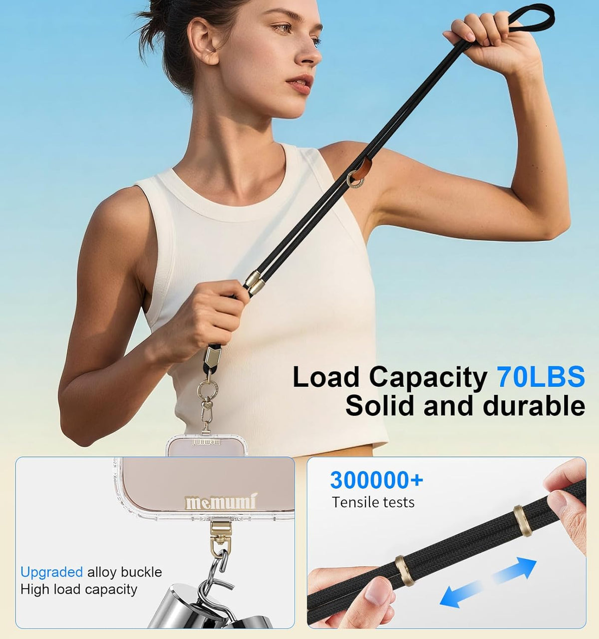 memumi 3 in 1 Universal Adjustable Phone Lanyard, Crossbody Neck Wrist Strap for All Smartphones, Anti-Theft Secure Lanyard