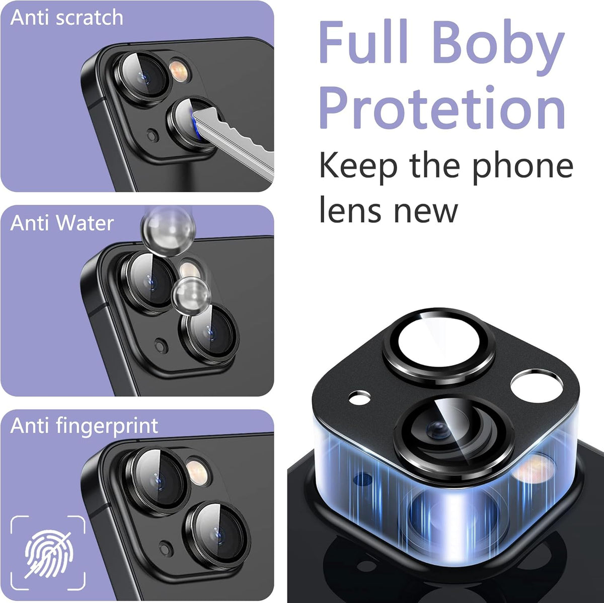 2 Pack Camera Lens Protector for iPhone 14 / iPhone 14 Plus,[Not Easy to Breakn ] AR Tempered Glass Strong Adsorption Metal Camera Cover Screen- silvery