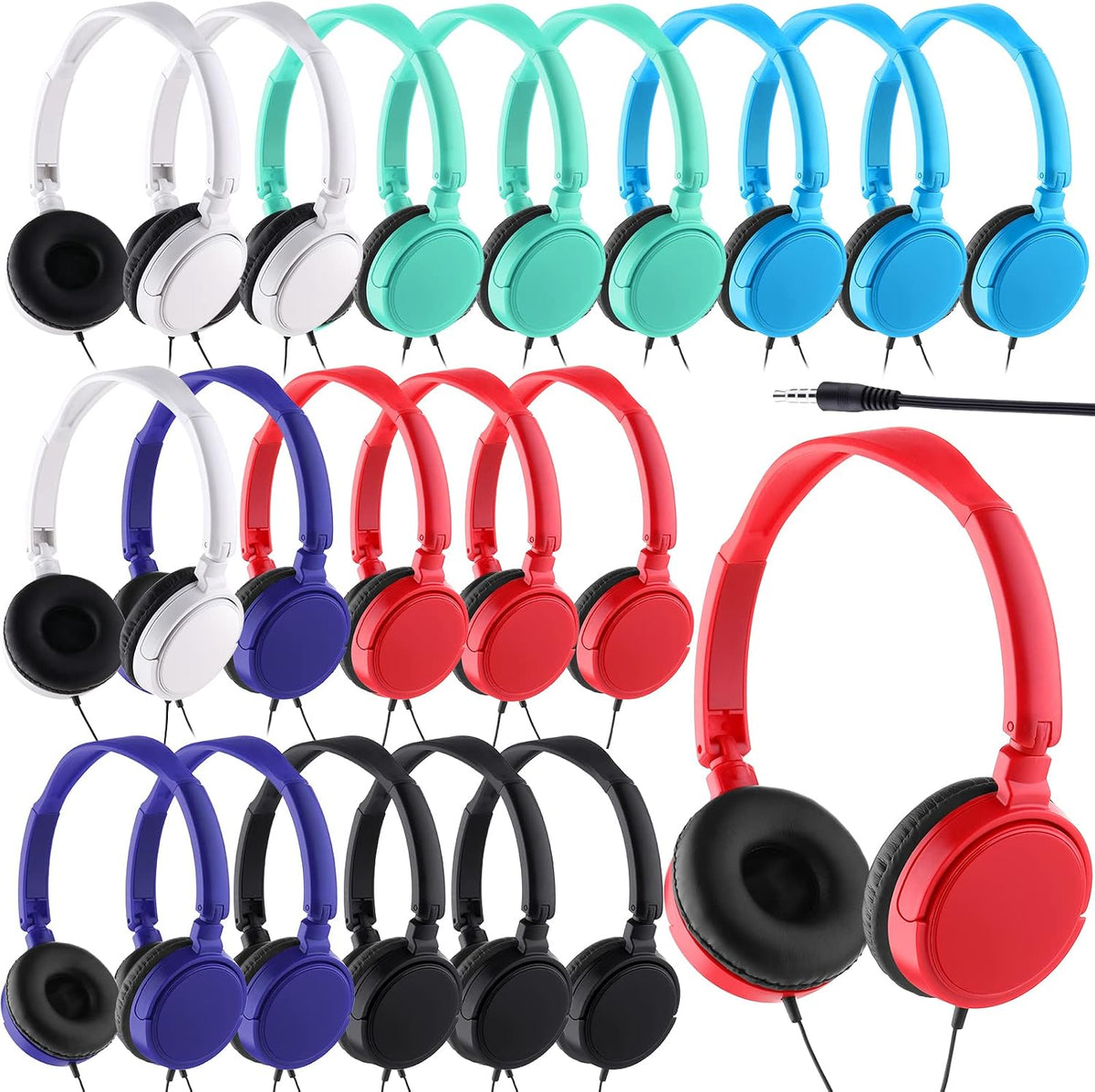 6 Pack Set Yunsailing Classroom Headphones Bulk Student Wired Class Headphones for School with Individually Wrapped