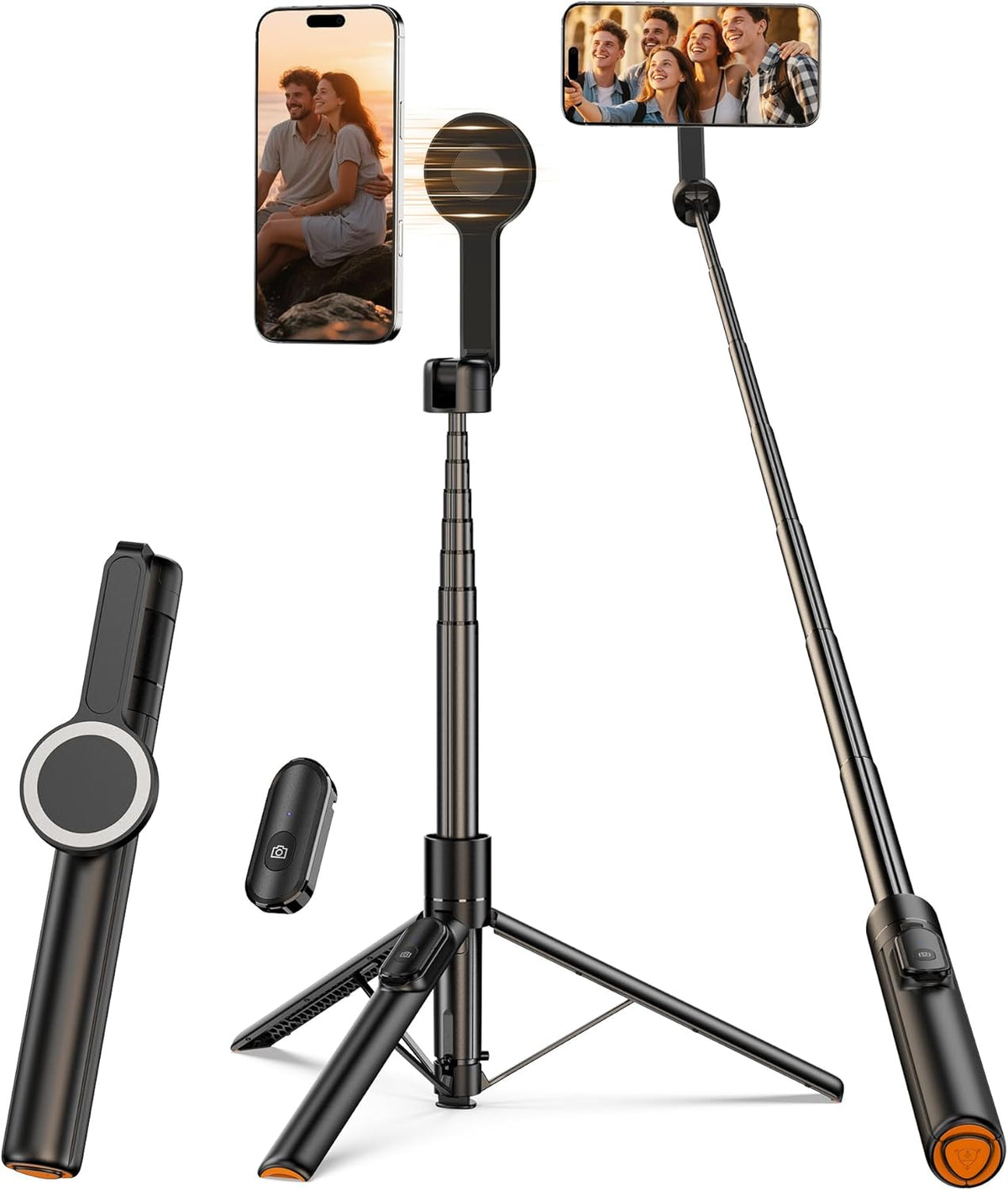 𝟐𝟎𝟐𝟓 𝐔𝐩𝐠𝐫𝐚𝐝𝐞𝐝 for Magsafe Tripod for iPhone,65”Extendable Strong Magnetic Selfie Stick for iPhone with Remote,Portable Cell Phone Tripod Stand for Vlogging Video Vacation Travel Essentials
