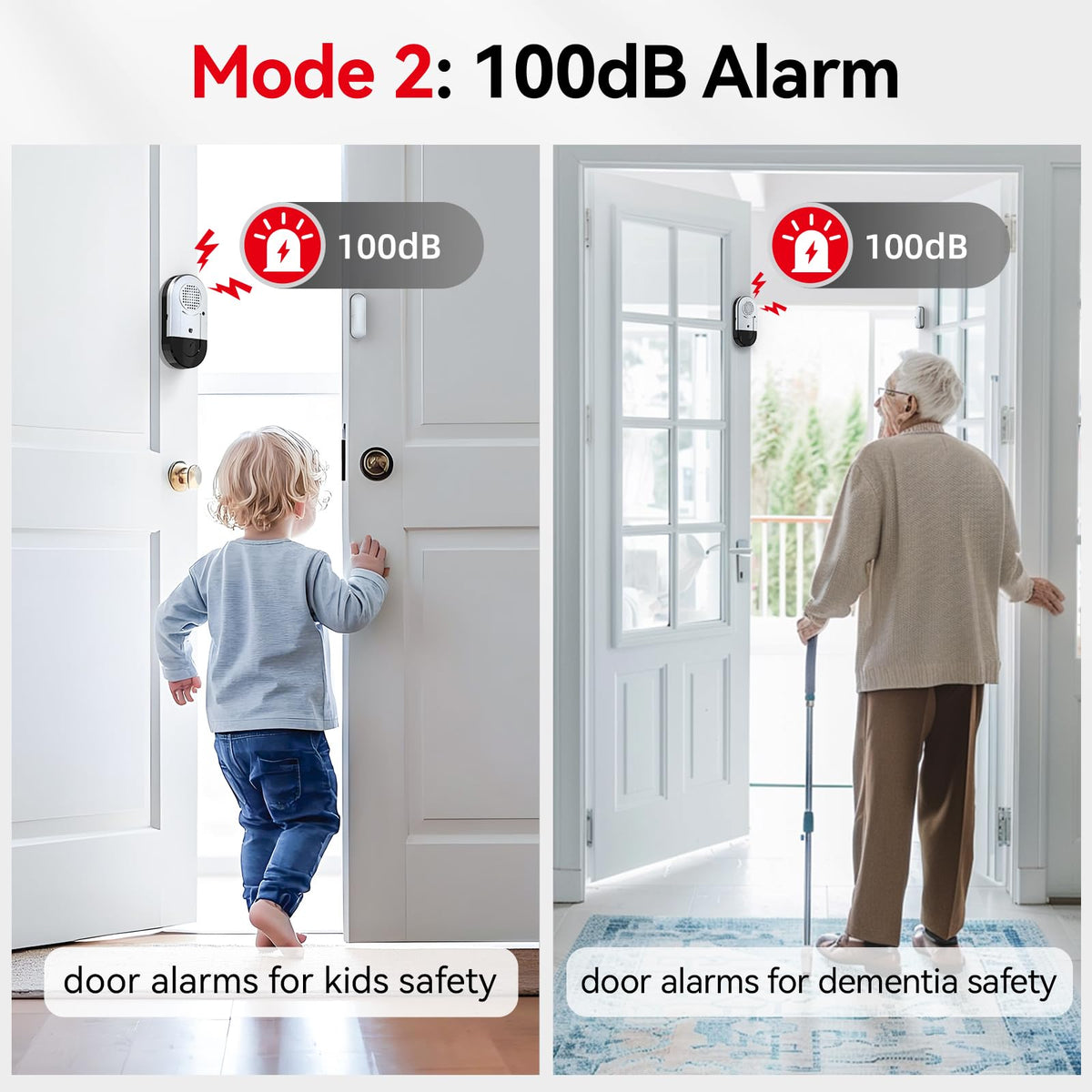 Sanjie Door Window Alarms - 5 Pack,125dB,Volume Control,Window Door Open Alarm Sensors for Kids Safety/Dementia/Pool,Wireless Sensors Keep Your Home