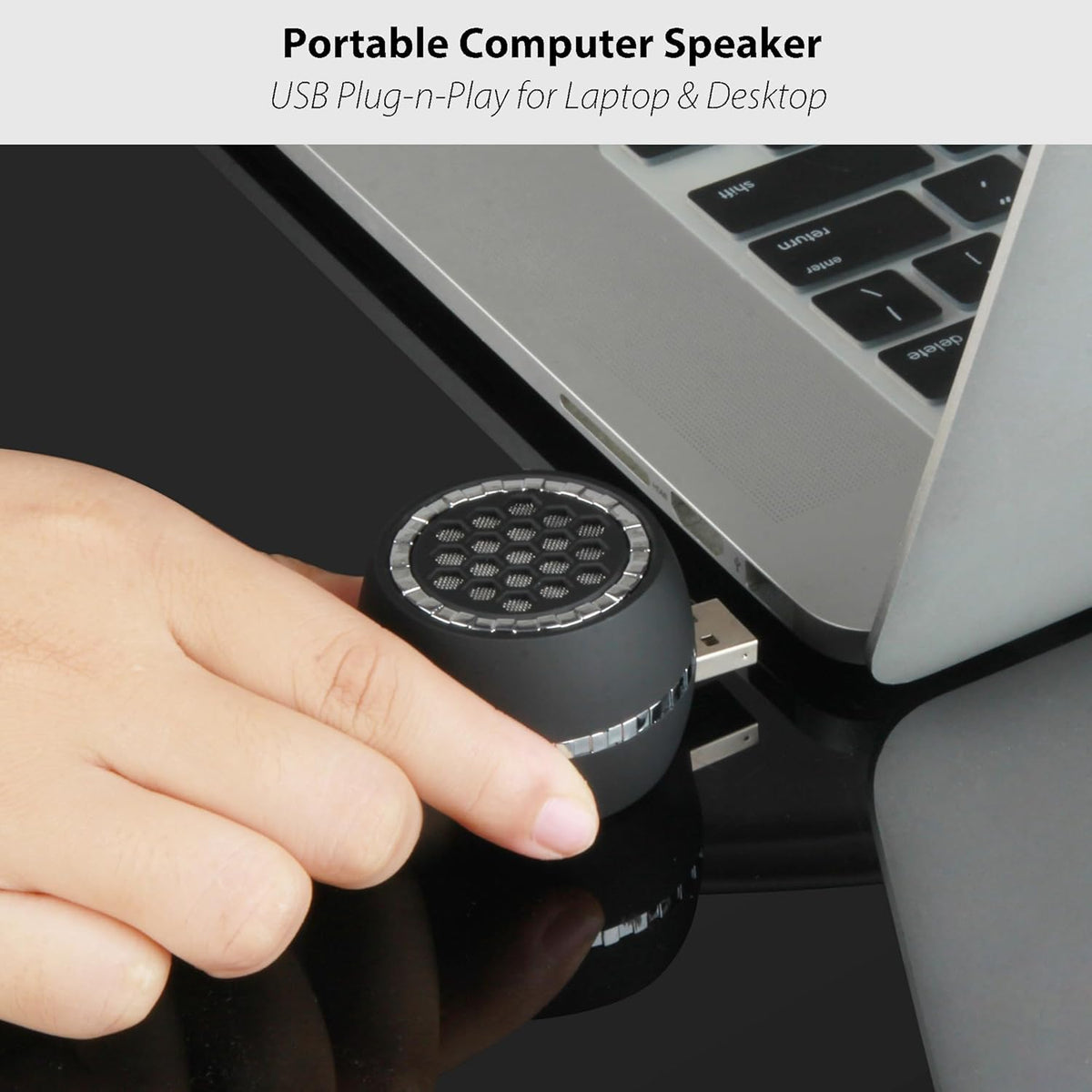 USB Mini Portable Speaker with USB Plug & Play and Bluetooth Connection, Small External Speaker for Computer/Tablet/Smartphone, Crystal Clear & Loud