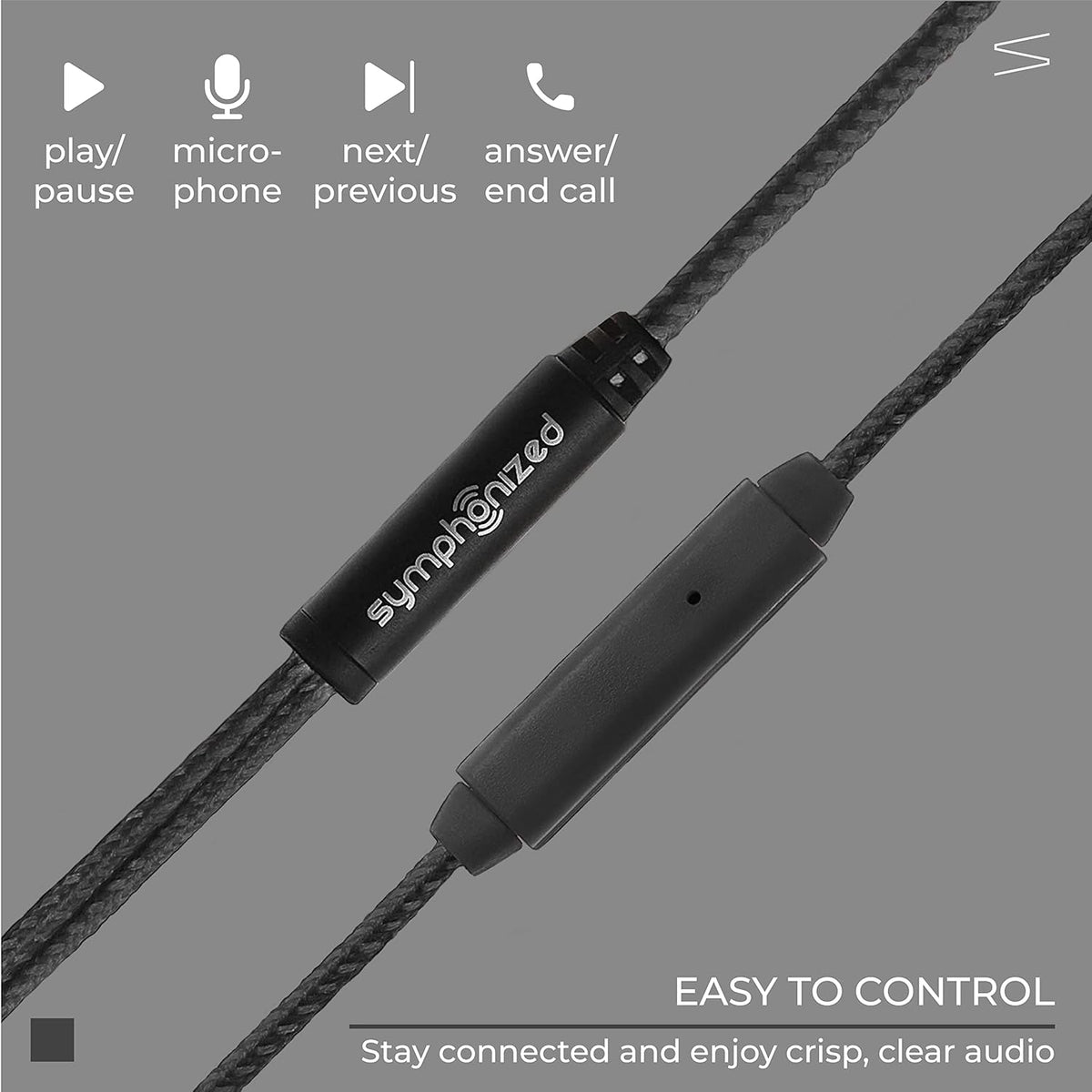 Symphonized Wired Earbuds with Microphone – 90% Noise Cancelling Ear Buds with Mic, in Ear Headphones Wire for Computer & Phone, Earphones 3.5 mm Jack
