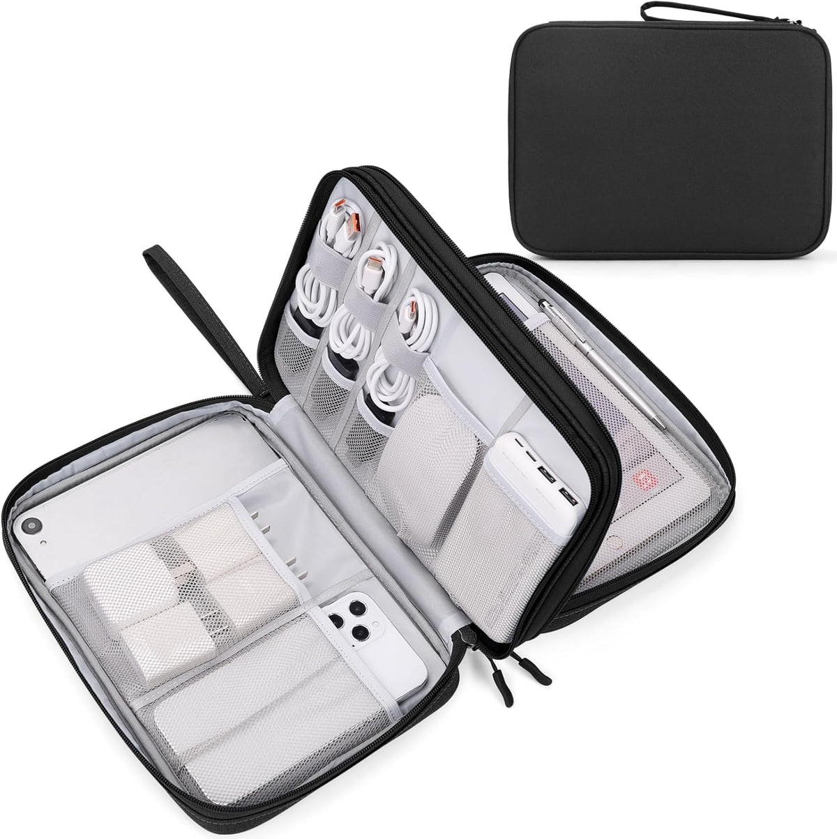 FYY Electronic Organizer, Extra Large Travel Cable Organizer Bag Pouch Portable Waterproof Double Layers All-in-One